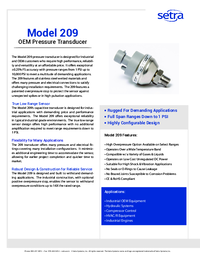Thumbnail of document Data Sheet - 209 Gauge Pressure Transducer